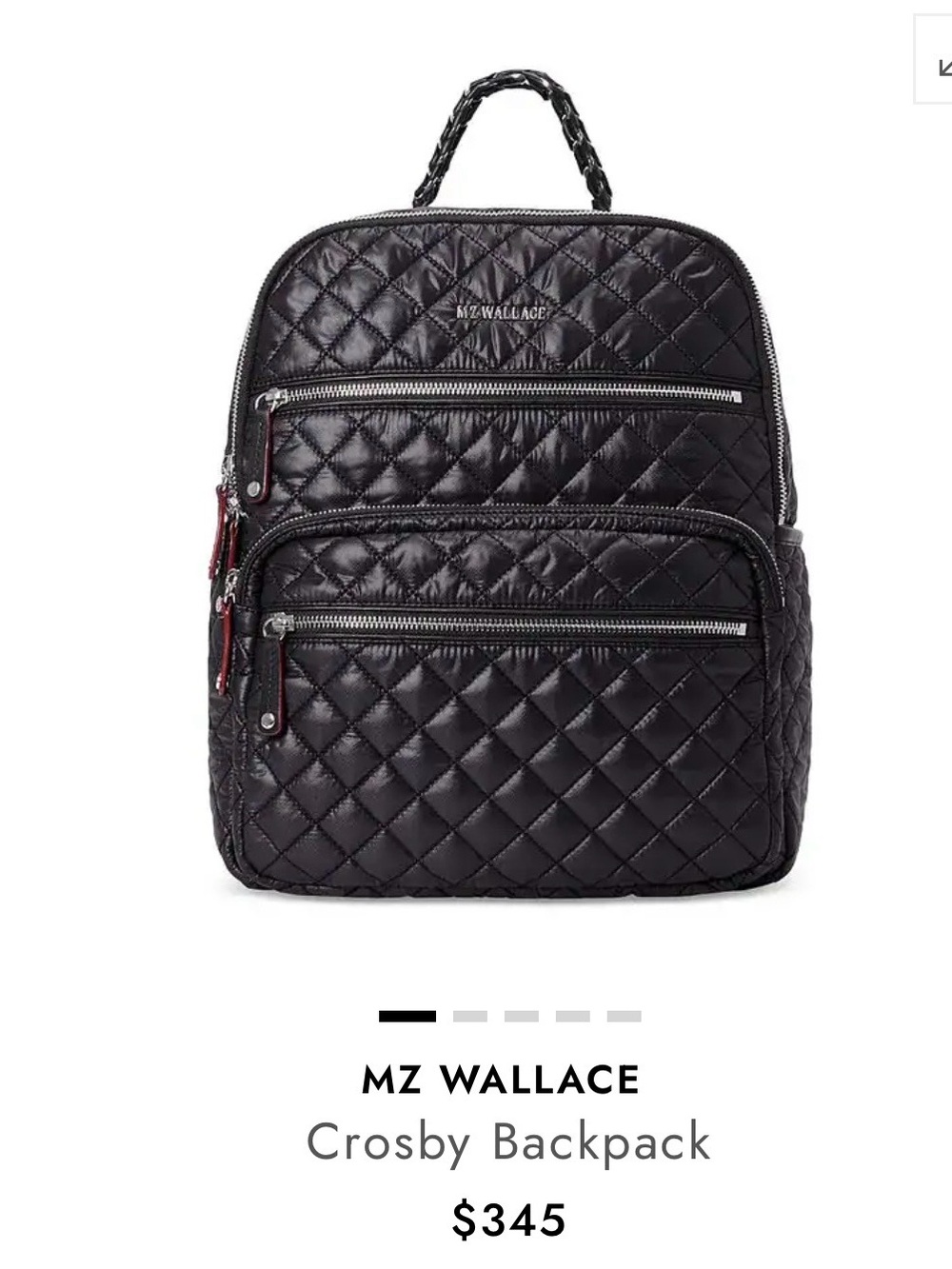 MZ WALLACE Quilted Black Crosby Backpack